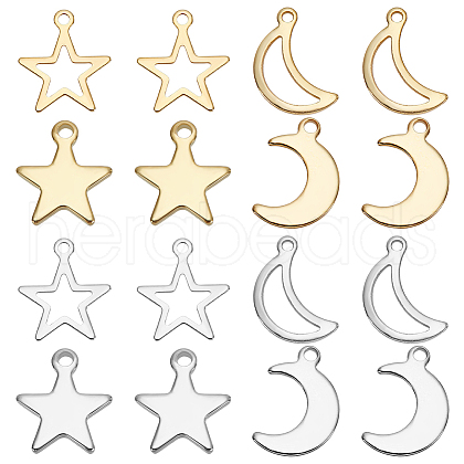 16Pcs 8 Styles 304 & 201 Stainless Steel Pendants STAS-LP0001-30-1