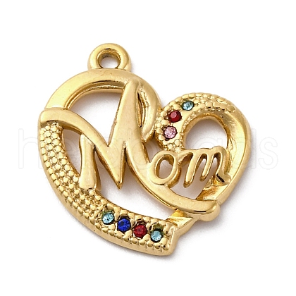 Mother's Day PVD Vacuum Plating 304 Stainless Steel Rhinestone Pendants STAS-S163-24G-02-1