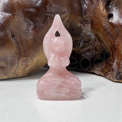 Natural Rose Quartz Carved Healing Yoga Goddess Figurines PW-WG59957-02-1