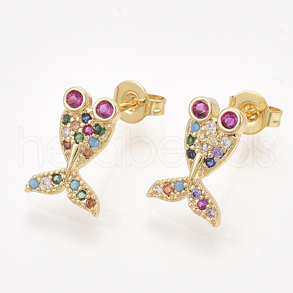 Brass Micro Pave Cubic Zirconia Stud Earrings ZIRC-T006-78G-1