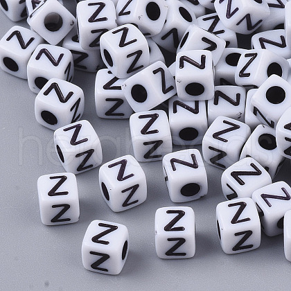 White Opaque Acrylic Beads X-MACR-R869-02Z-1