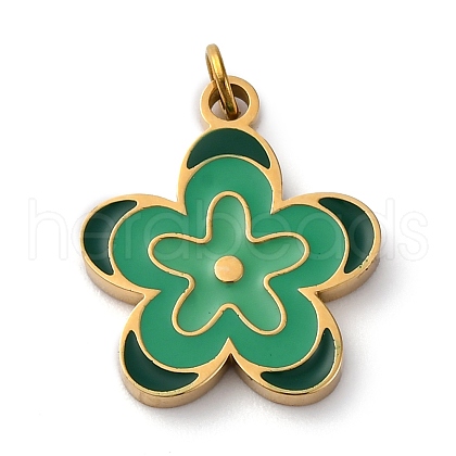 316 Surgical Stainless Steel Enamel Pendants STAS-K258-40C-G-1