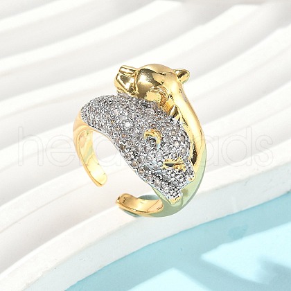 Brass Micro Pave Cubic Zirconia Rings RJEW-D307-04G-C-1