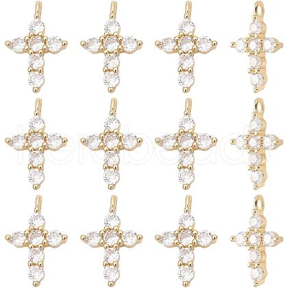 CHGCRAFT 12Pcs Brass Micro Pave Cubic Zirconia Pendants KK-CA0003-65-1