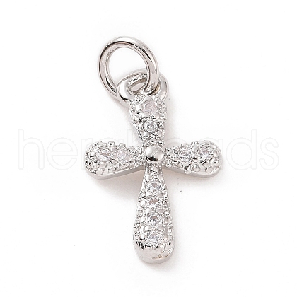 Brass Micro Pave Cubic Zirconia Charms KK-C012-19P-1