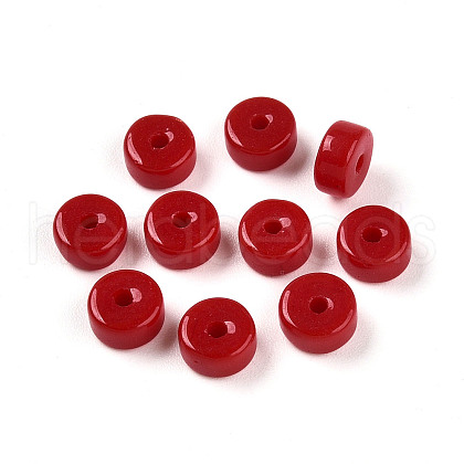 Opaque Solid Color Glass Beads X1-GLAA-N007-6x3mm-A08-1