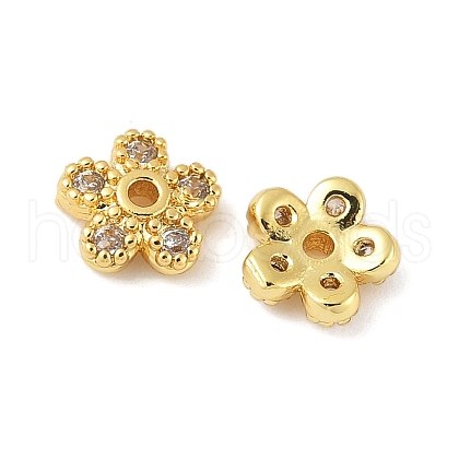 Brass Micro Pave Clear Cubic Zirconia Bead Caps KK-V015-06G-01-1