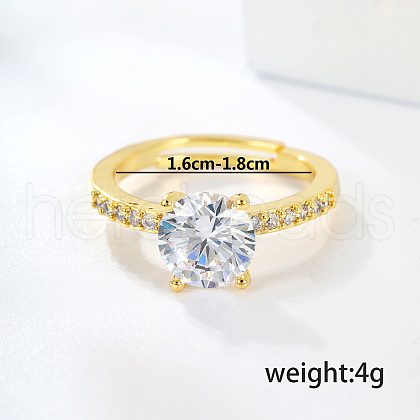 Brass Micro Pave Clear Cubic Zirconia Cuff Rings for Women DX8665-1