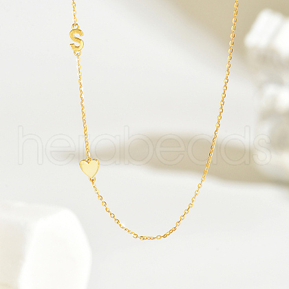 Minimalist 925 Sterling Silver Letter Heart Link Chain Necklaces for Women Vacation Party IG1020-4-1