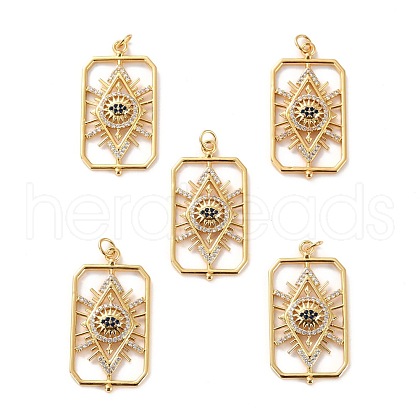 Brass Micro Pave Cubic Zirconia Pendants ZIRC-P092-034G-RS-1