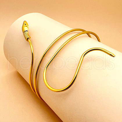 Alloy Upper Arm Open Cuff Bangles for Women BJEW-U037-01A-G-1