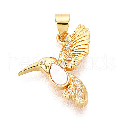 Brass Micro Pave Clear Cubic Zirconia Pendants KK-N268-81G-1