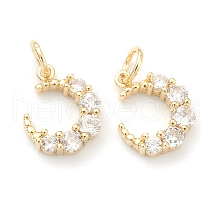 Brass Clear Cubic Zirconia Charms ZIRC-B010-12G-1