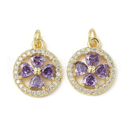Brass Micro Pave Cubic Zirconia Pendants KK-K293-60G-1