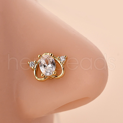 316L Surgical Stainless Steel Clear Cubic Zirconia L-Shaped Nose Rings WG09863-14-1