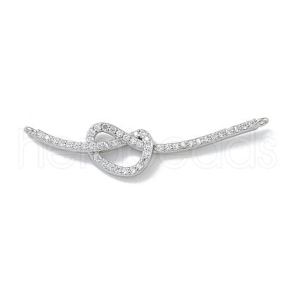 Rack Plating Brass Micro Pave Clear Cubic Zirconia Heart Connector Charms KK-G515-34P-1