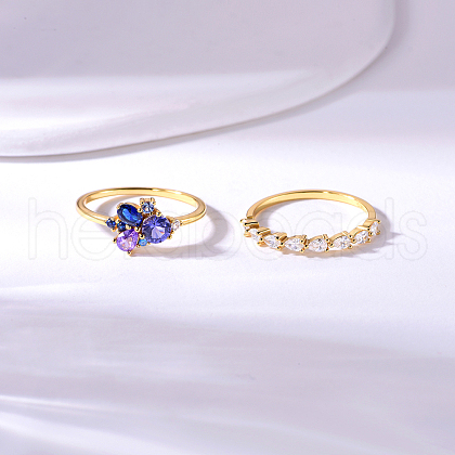 Fashionable S925 Sterling Silver Cubic Zirconia Stacking Rings Women's Jewelry CU3205-4-1