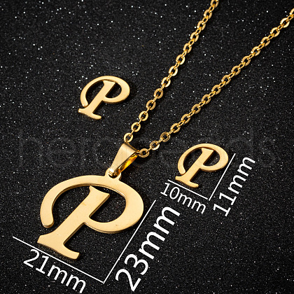 201 Stainless Steel Pendant Necklaces & Stud Earrings Sets WG00841-24-1