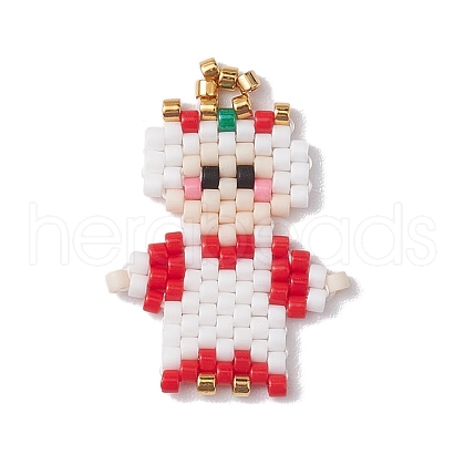 Christmas Seed Beads Beaded Charms PALLOY-MZ00257-01-1