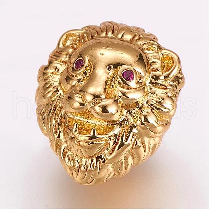Brass Micro Pave Cubic Zirconia Beads ZIRC-G099-19G-1