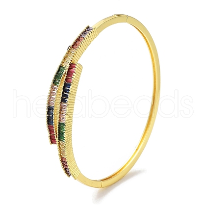 Brass Pave Colorful Glass Hinged Bangles for Women BJEW-Z061-07A-1