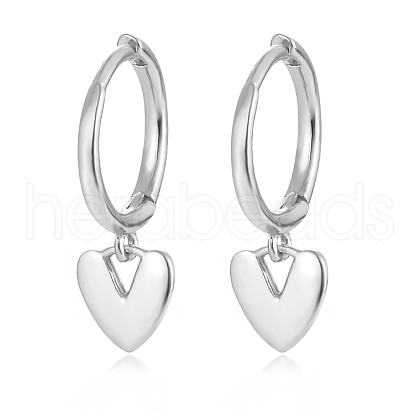 925 Sterling Silver Heart Hoop Earrings MG6658-4-1