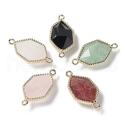 Natural Mixed Gemstone Connector Charms G-C087-02G-A-1