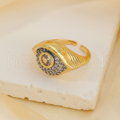 Brass Micro Pave Cubic Zirconia Cuff Open Rings IM2019-2-1