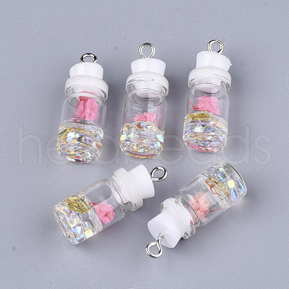 Glass Bottle Pendant Decorations GLAA-S181-05H-1