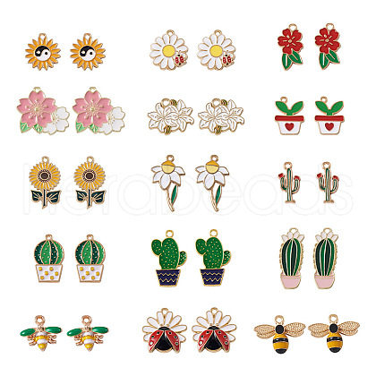 Biyun 60Pcs 15 Style Alloy Enamel Pendants FIND-BY0001-14-1