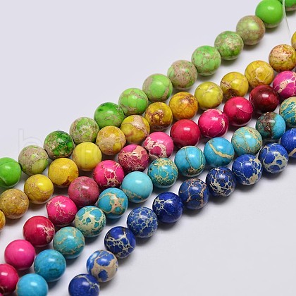 Natural Imperial Jasper Beads Strands G-I122-6mm-M-1