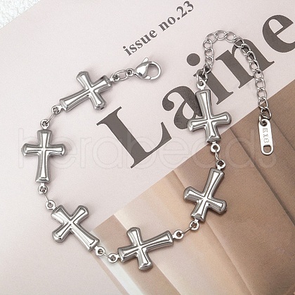 304 Stainless Steel Link Bracelets for Women BJEW-Q041-01B-P-1