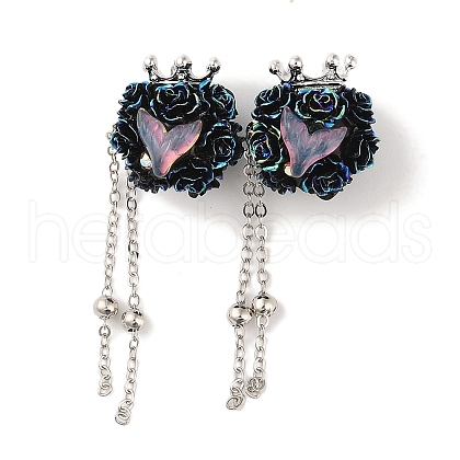 Handmade Polymer Clay Rhinestone Tassel Dangle Beads CLAY-H003-01P-02-1