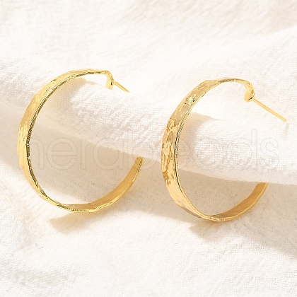 Rack Plating C-Shaped Brass Stud Earrings EJEW-H143-24G-1