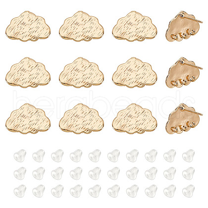 GOMAKERER 12Pcs Cloud Shape Brass Stud Earring Findings KK-GO0001-65-1