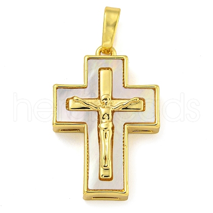 Brass Pendants with Shell KK-D534-02G-03-1