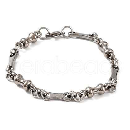 Tarnish Resistant 201 Stainless Steel Bone Link Chain Bracelets BJEW-B078-89P-1