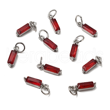 304 Stainless Steel Cubic Zirconia Pendants STAS-E487-21P-07-1