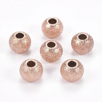Ion Plating(IP) 304 Stainless Steel Textured Beads STAS-I081-8mm-04RG-1