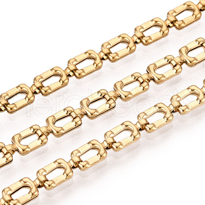 304 Stainless Steel Rectangle Link Chains STAS-T066-67G-1