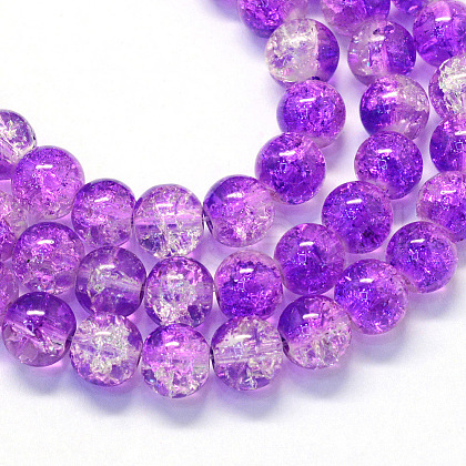 Baking Painted Transparent Crackle Glass Round Bead Strands DGLA-Q018-4mm-68-1