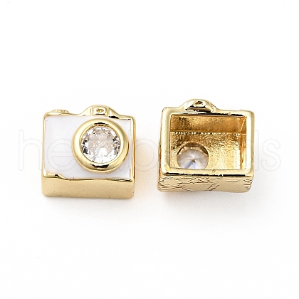 Rack Plating Brass Clear Micro Pave Cubic Zirconia Beads KK-E060-07G-1