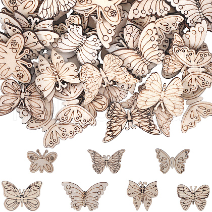 SUNNYCLUE 200Pcs Laser Cut Wood Shapes WOOD-SC0001-75-1