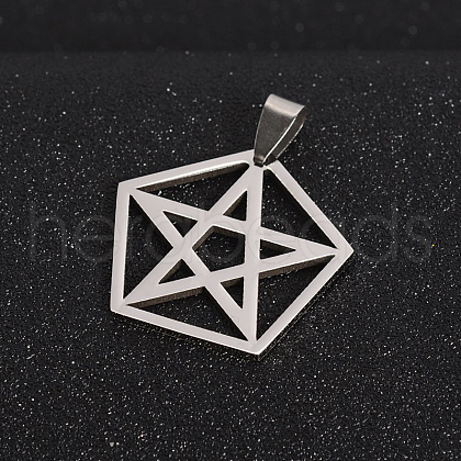 Non-Tarnish Boy Jewelry Original Color 304 Stainless Steel Pentagon with Pentagram Pendants X-STAS-I032-209-1