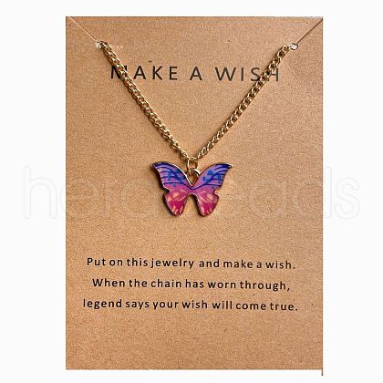 Bohemian Alloy Enamel Butterfly Pendant Necklaces for Women WG0CAA2-13-1
