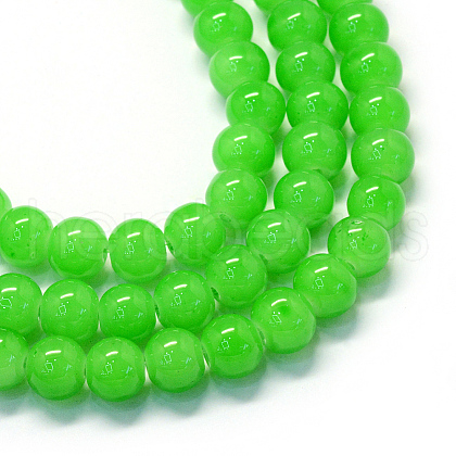 Baking Painted Imitation Jade Glass Round Bead Strands X-DGLA-Q021-8mm-09-1