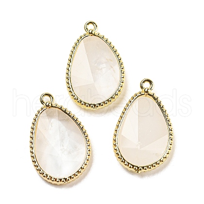 Natural Quartz Crystal Rock Crystal Faceted Pendants G-M431-14G-02-1