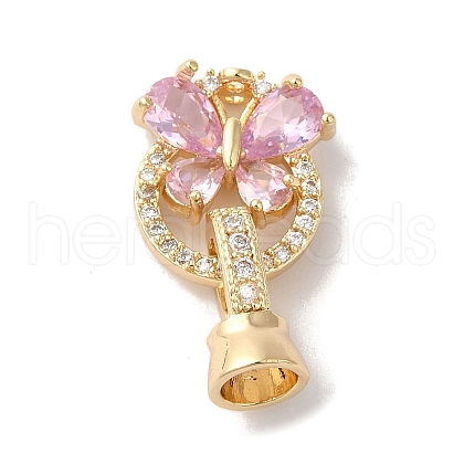 Brass Micro Pave Cubic Zirconia Fold Over Clasps KK-B098-06G-03-1