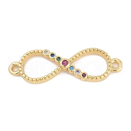 Brass Micro Pave Colorful Cubic Zirconia Infinity Connector Charms KK-Q028-65G-1