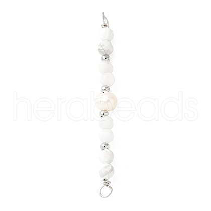 Faceted Round Natural Howlite & Rainbow Moonstone & Potato Natural Cultured Freshwater Pearl Beaded Connector Charms PALLOY-JF03532-04-1